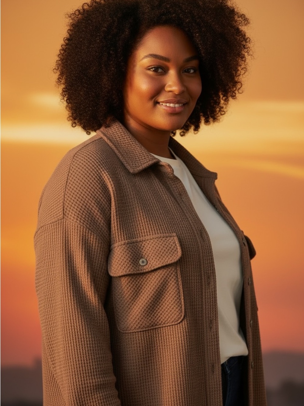 beachlunchlounge Taupe Waffle-Knit Utility Jacket